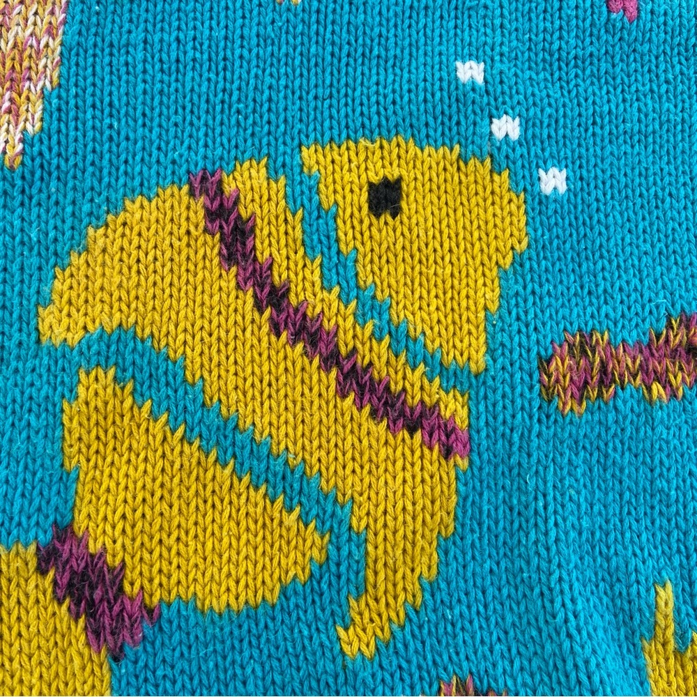 Vintage Fish Sweater Hong Kong Ramie Cotton Coastal Aquarium Knit Womens M 80s - Picture 9 of 14